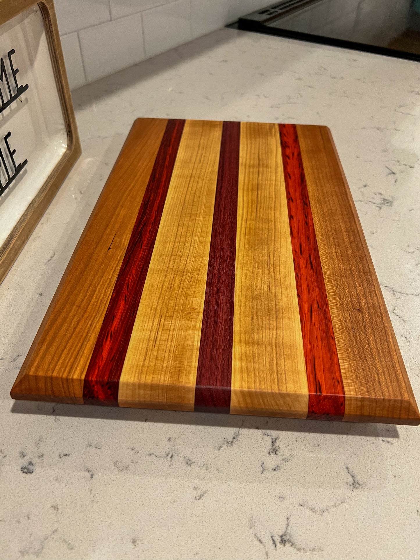 Cherry, Padauk, Hard Maple, & Purple Heart Cutting Board