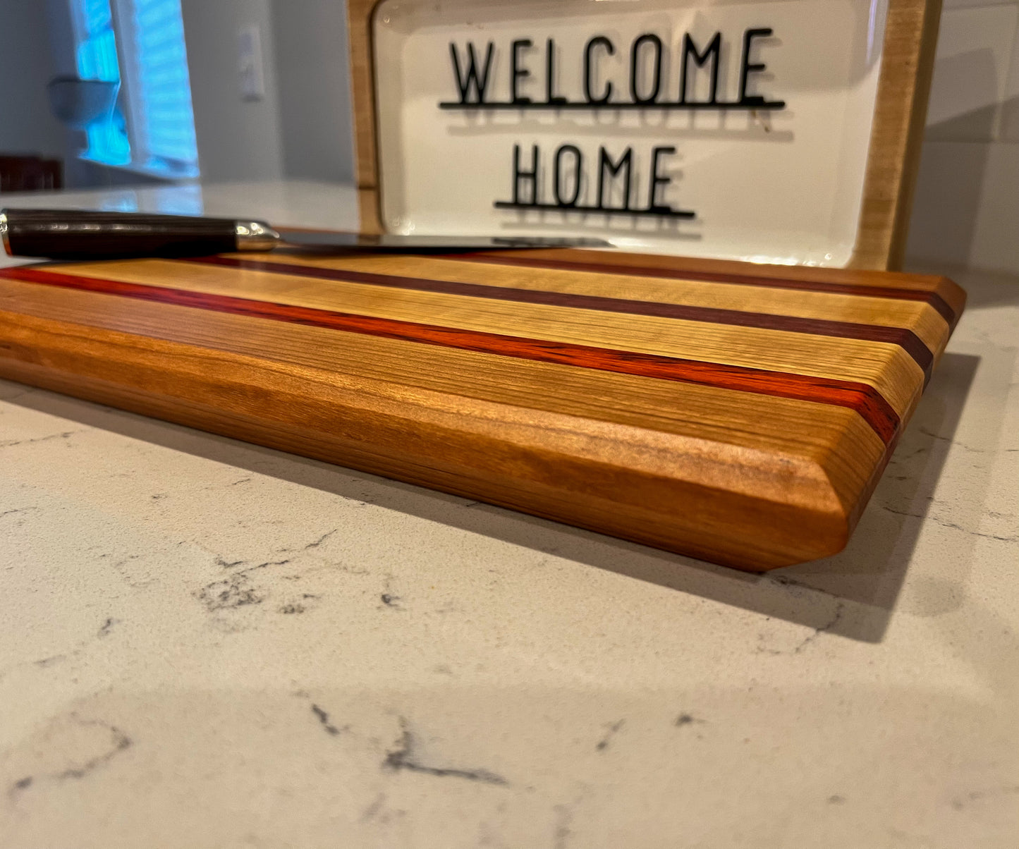 Cherry, Padauk, Hard Maple, & Purple Heart Cutting Board