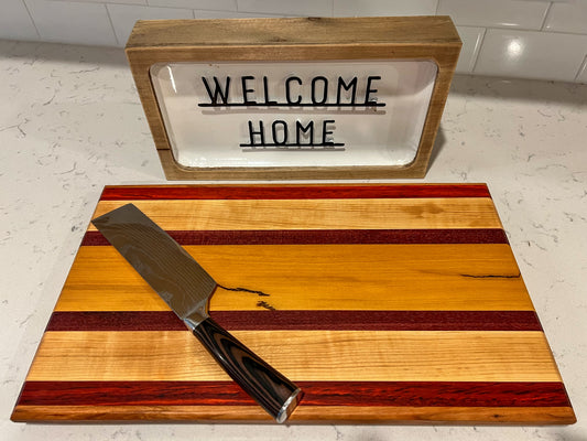 Cherry, Padauk, Hard Maple, Purple Heart, & Tempisque Cutting Board