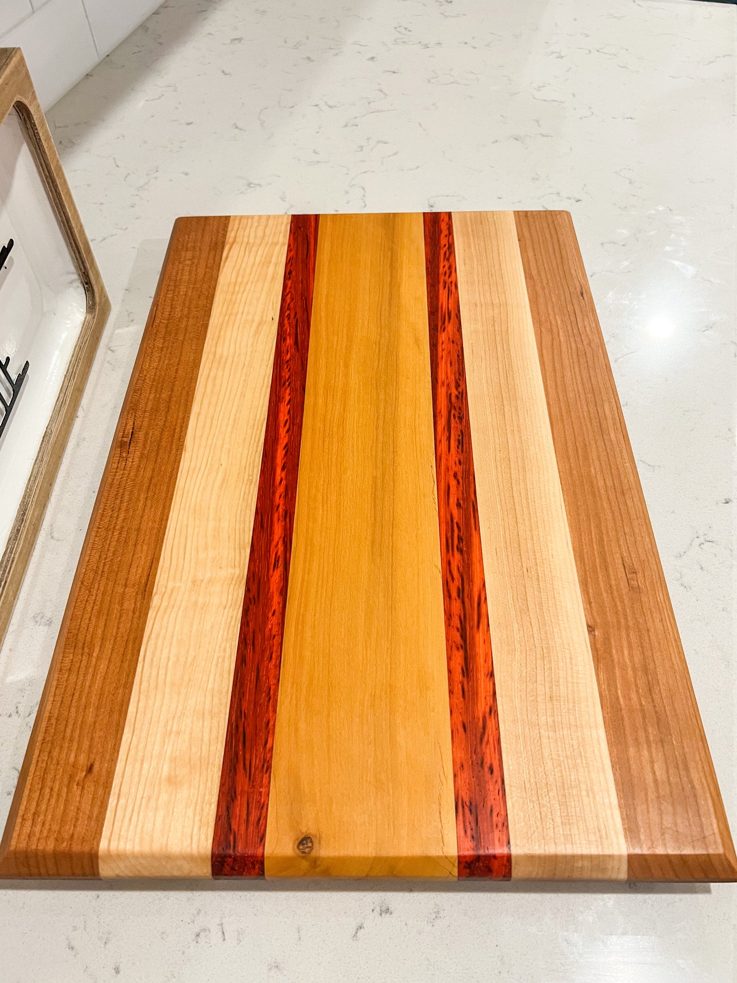 Cherry, Hard Maple, Padauk, & Tempisque Cutting Board